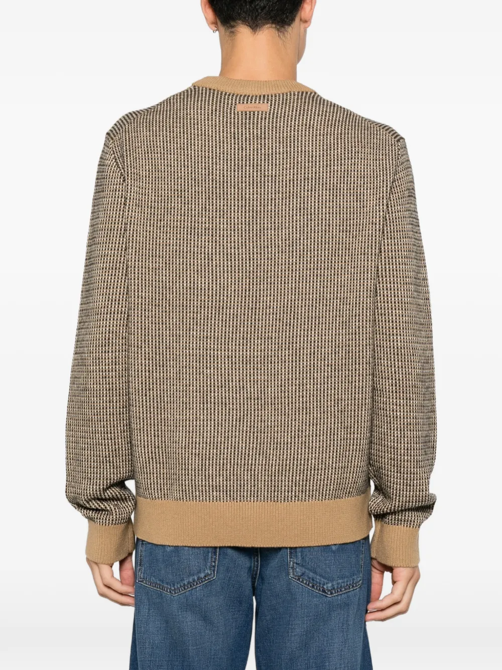 Calvin Klein Trui met ronde hals en micro-patroon Beige