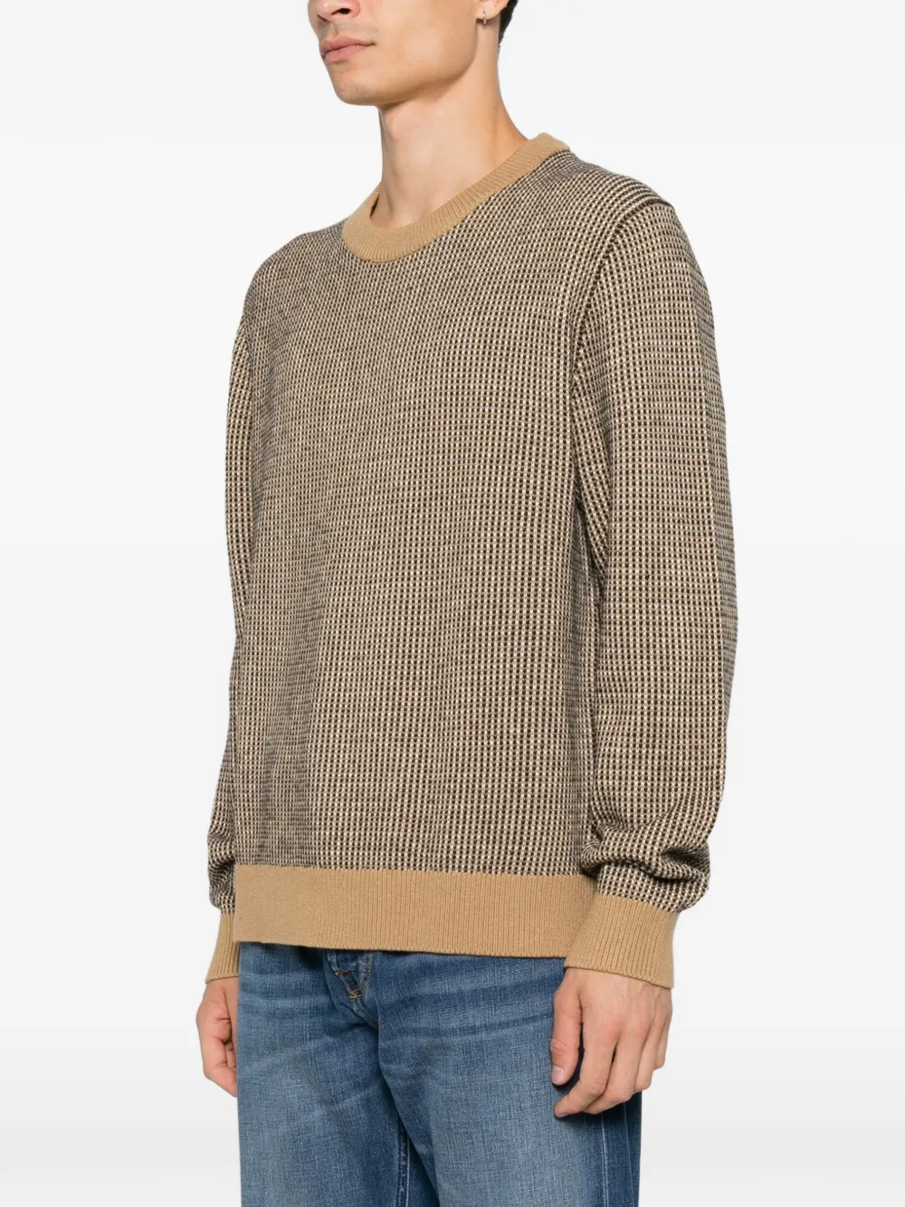 Calvin Klein Trui met ronde hals en micro-patroon Beige