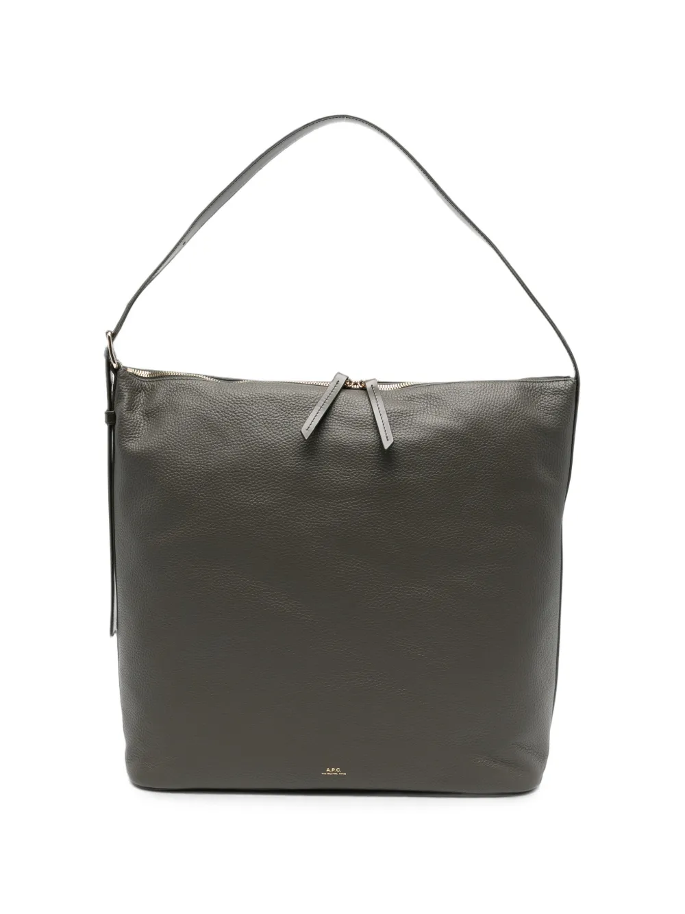 A.P.C. maxi Vera grained leather shoulder bag - Grigio
