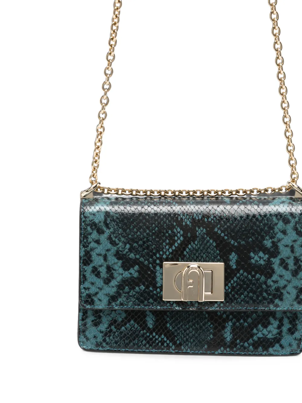 Furla 1927 schoudertas met slangenprint Blauw