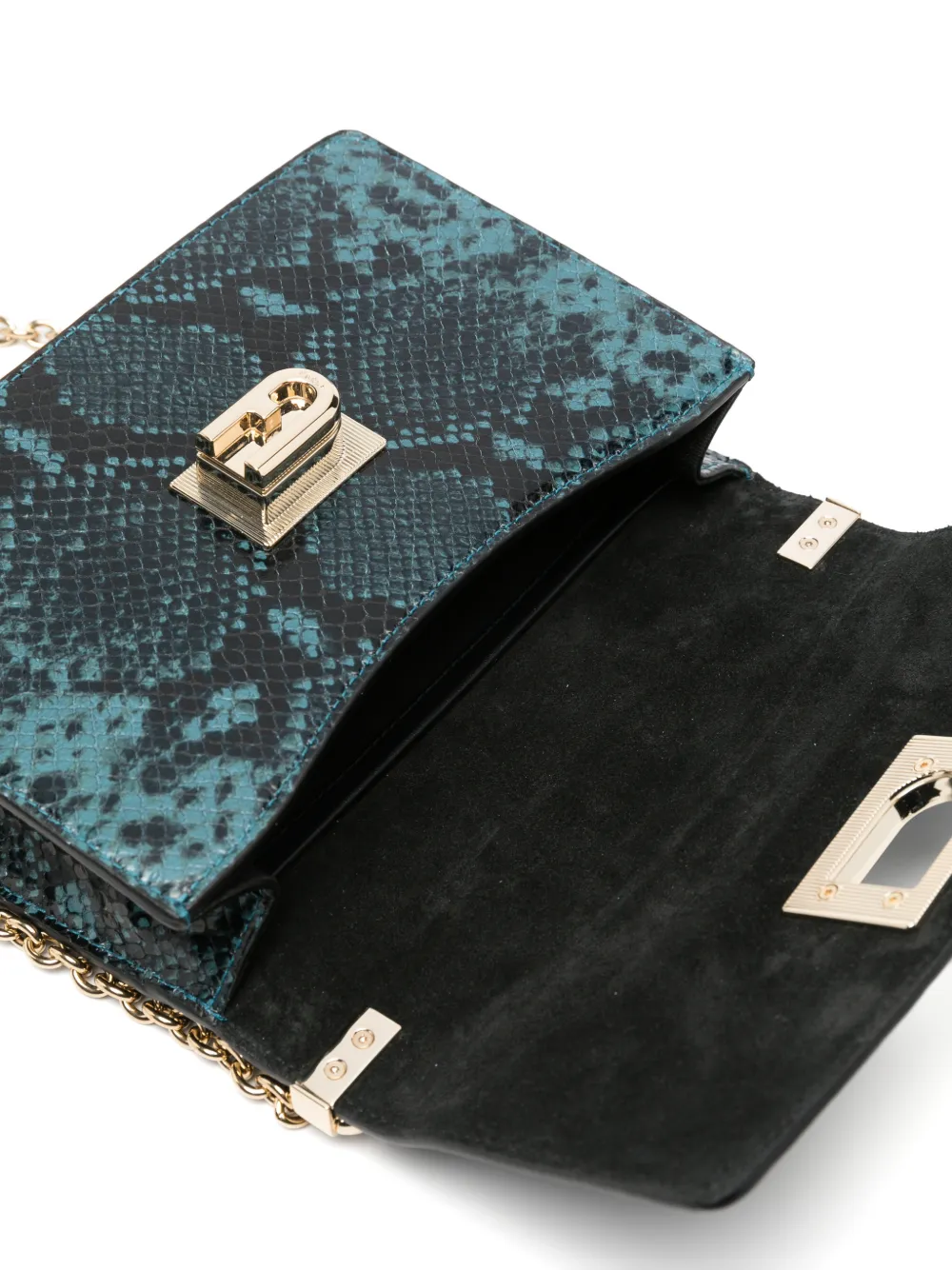 Furla 1927 schoudertas met slangenprint Blauw