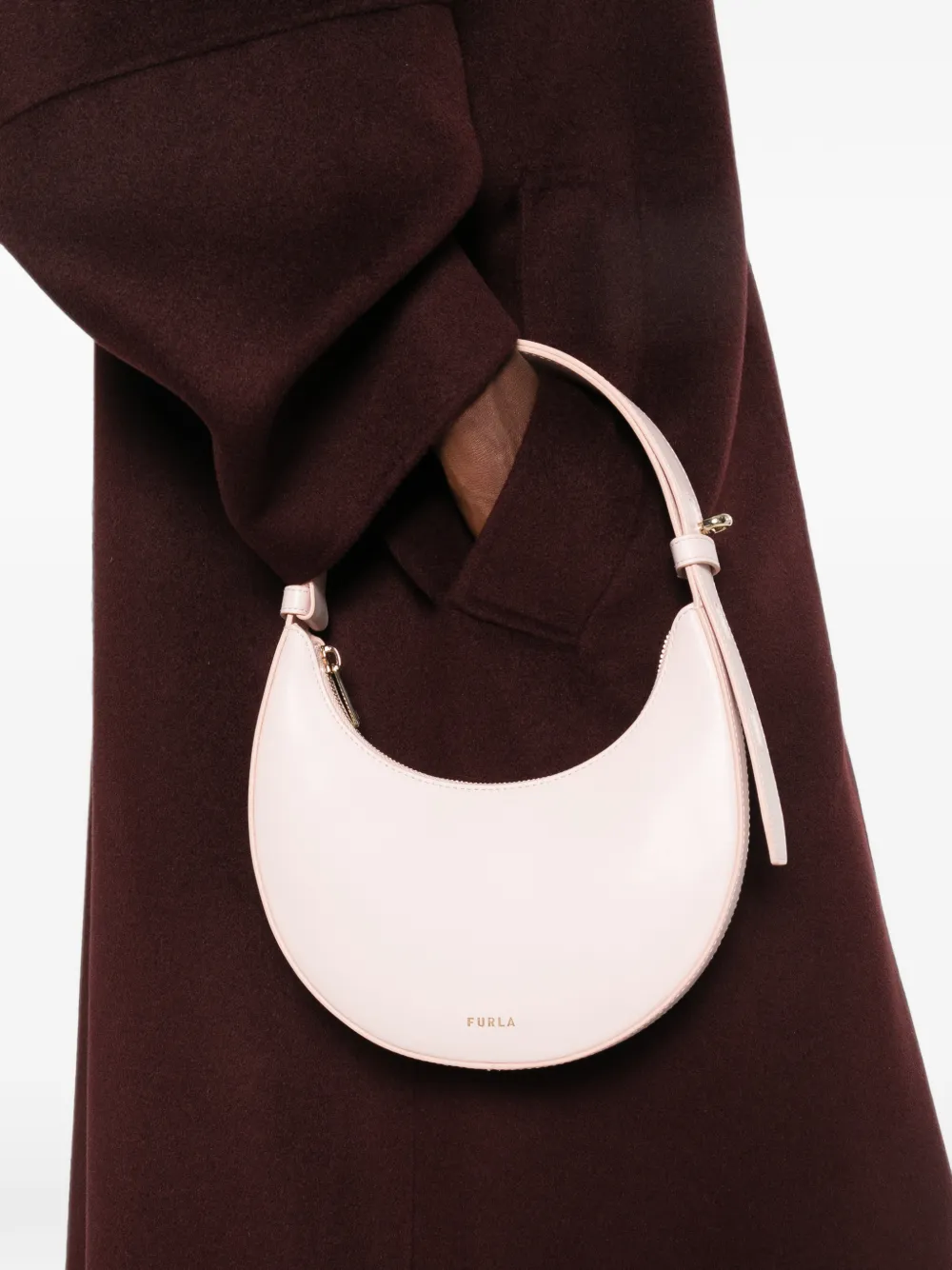 Furla Halvemaanvormige leren shopper Roze
