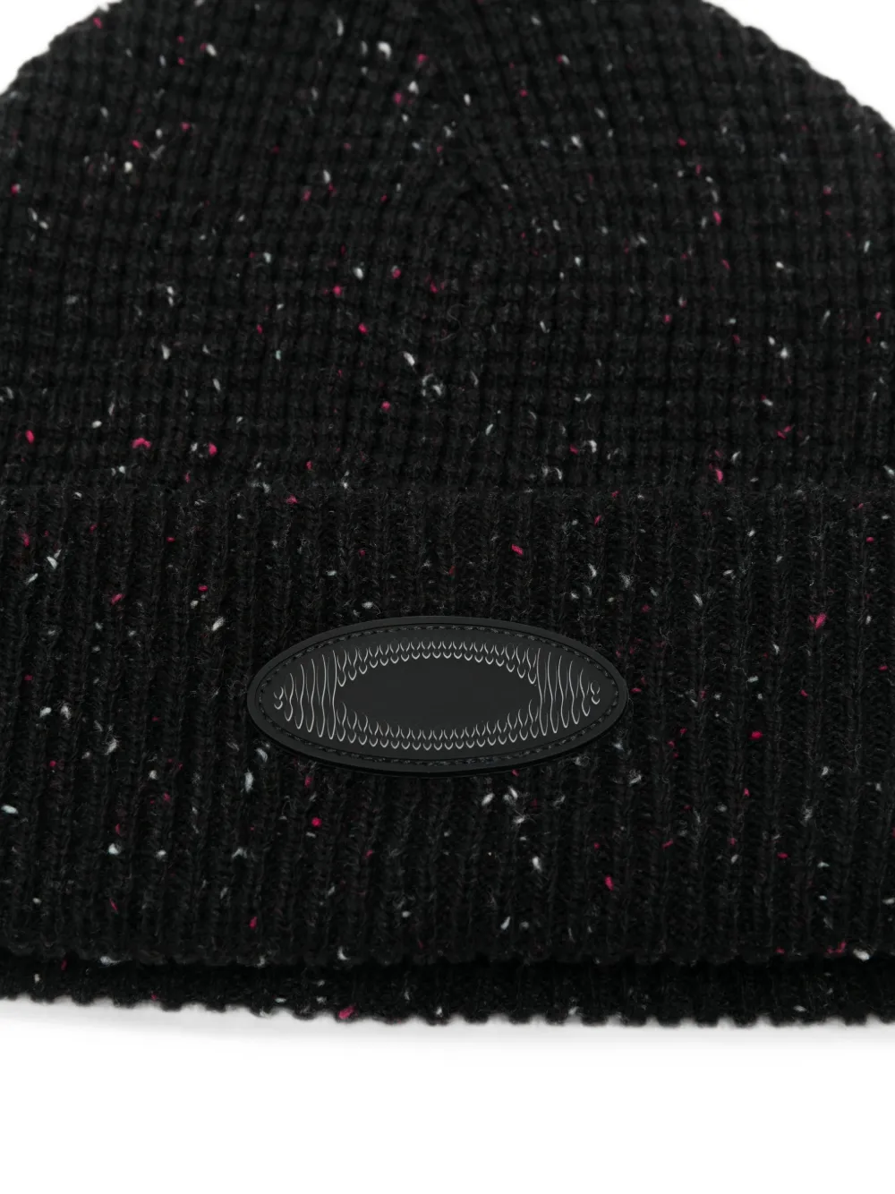 Oakley Ellipse flecked logo-patch beanie hat Zwart
