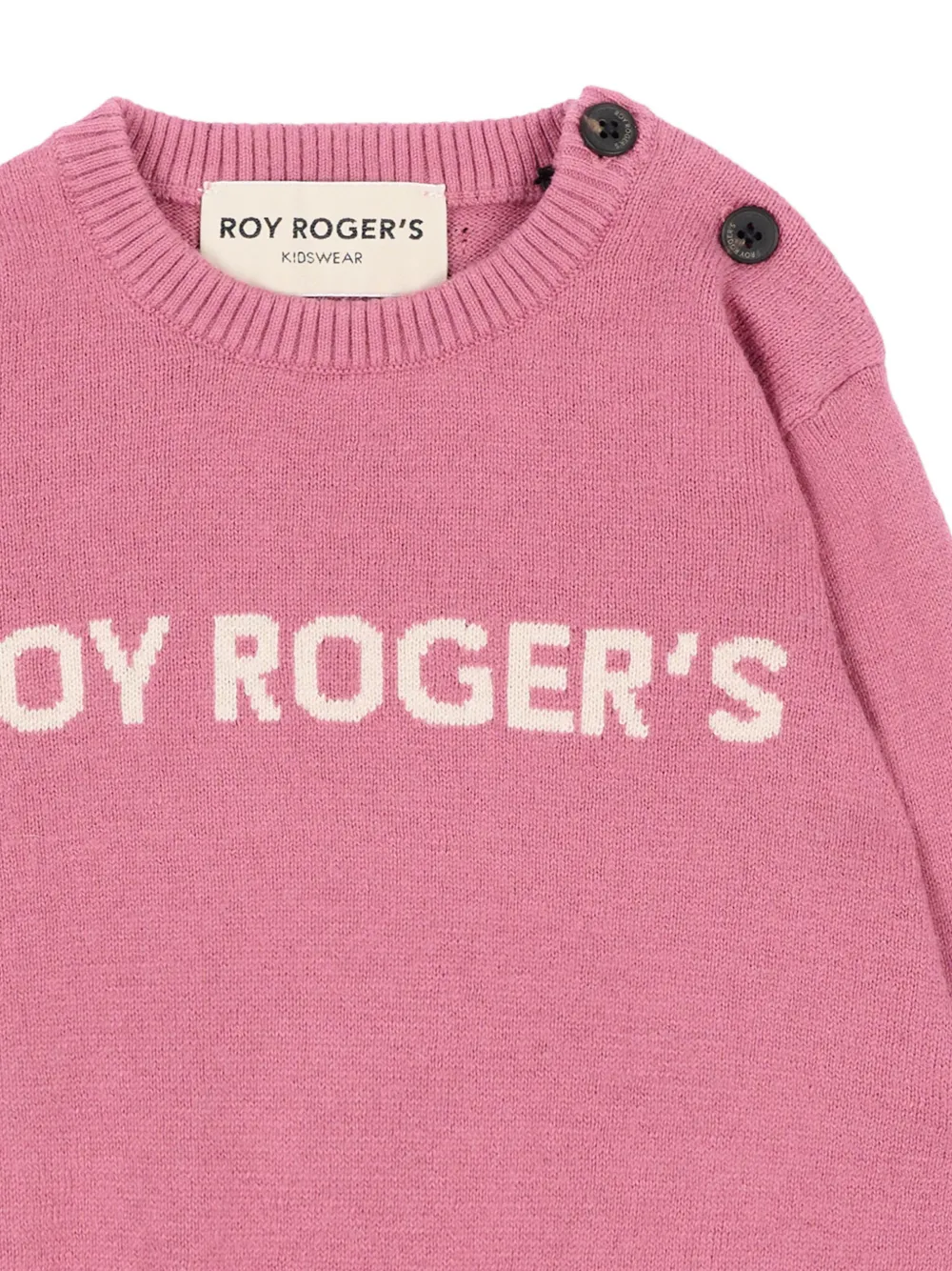 Roy Rogers Kids Trui met logo-intarsia en knoop op de schouder Roze
