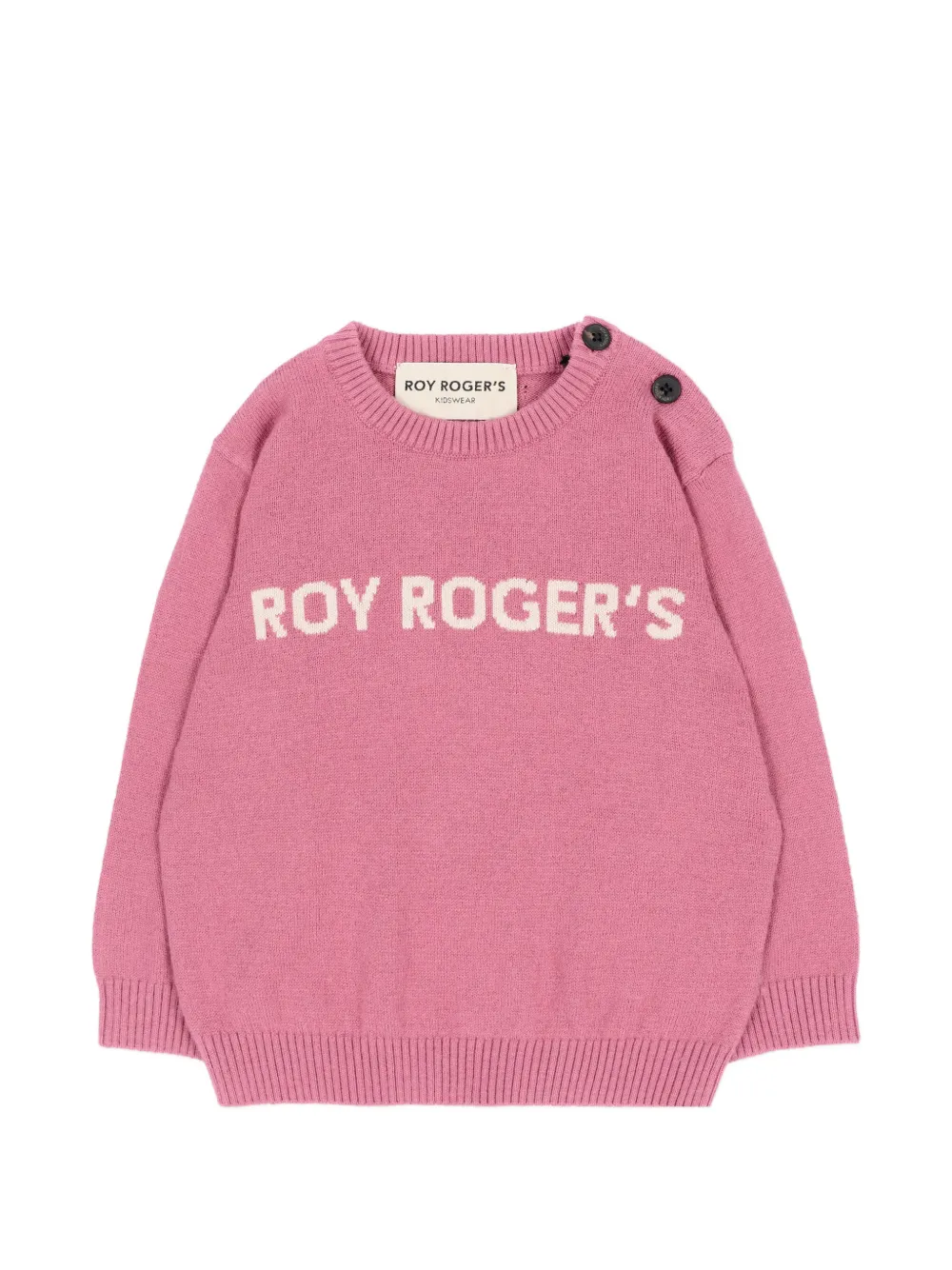 Roy Rogers Kids logo-intarsia shoulder-button sweater - Rosa