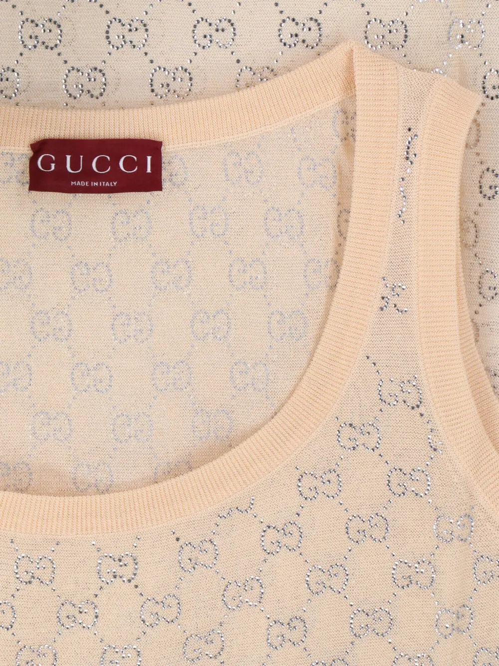 Gucci fine silk tank top with GG crystals Roze
