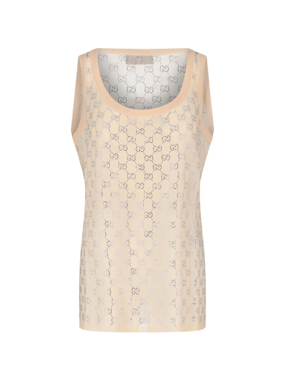 Gucci fine silk tank top with GG crystals Roze