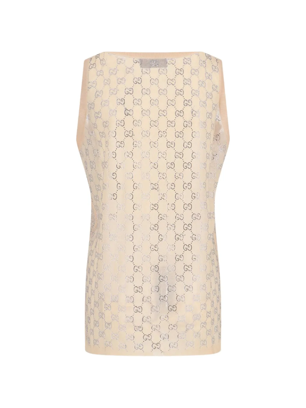 Gucci fine silk tank top with GG crystals Roze