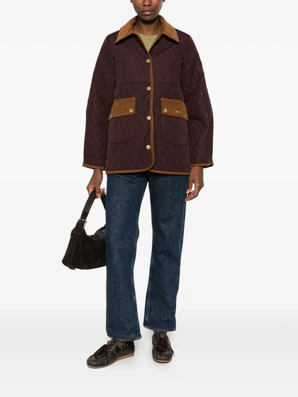 Barbour quilted corduroy-collar oversized jacket Bruin