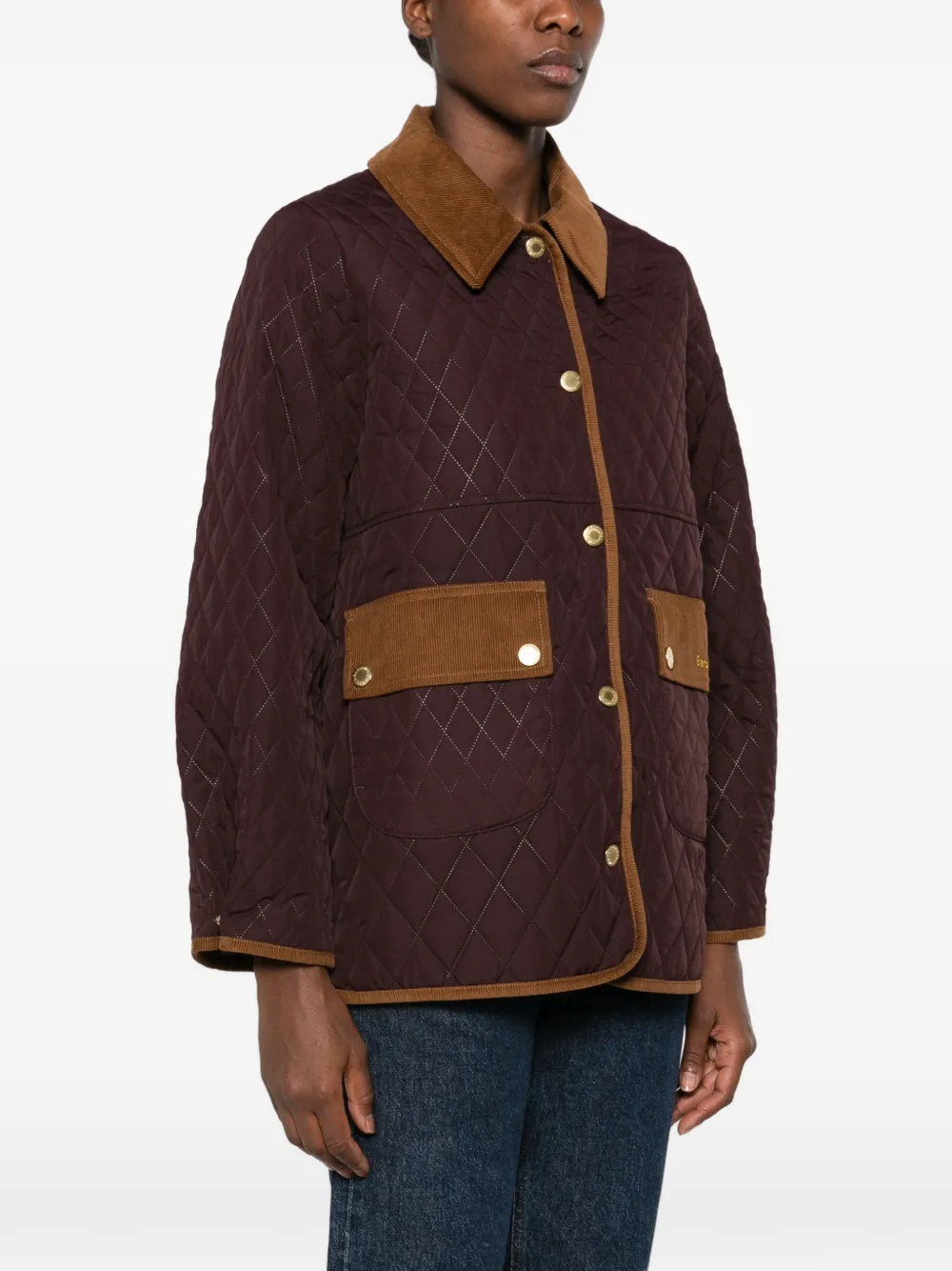 Barbour quilted corduroy-collar oversized jacket Bruin