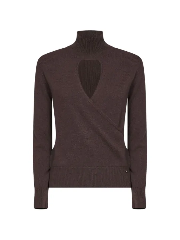 Herno Wrap-effect Cut-out Sweater in Brown