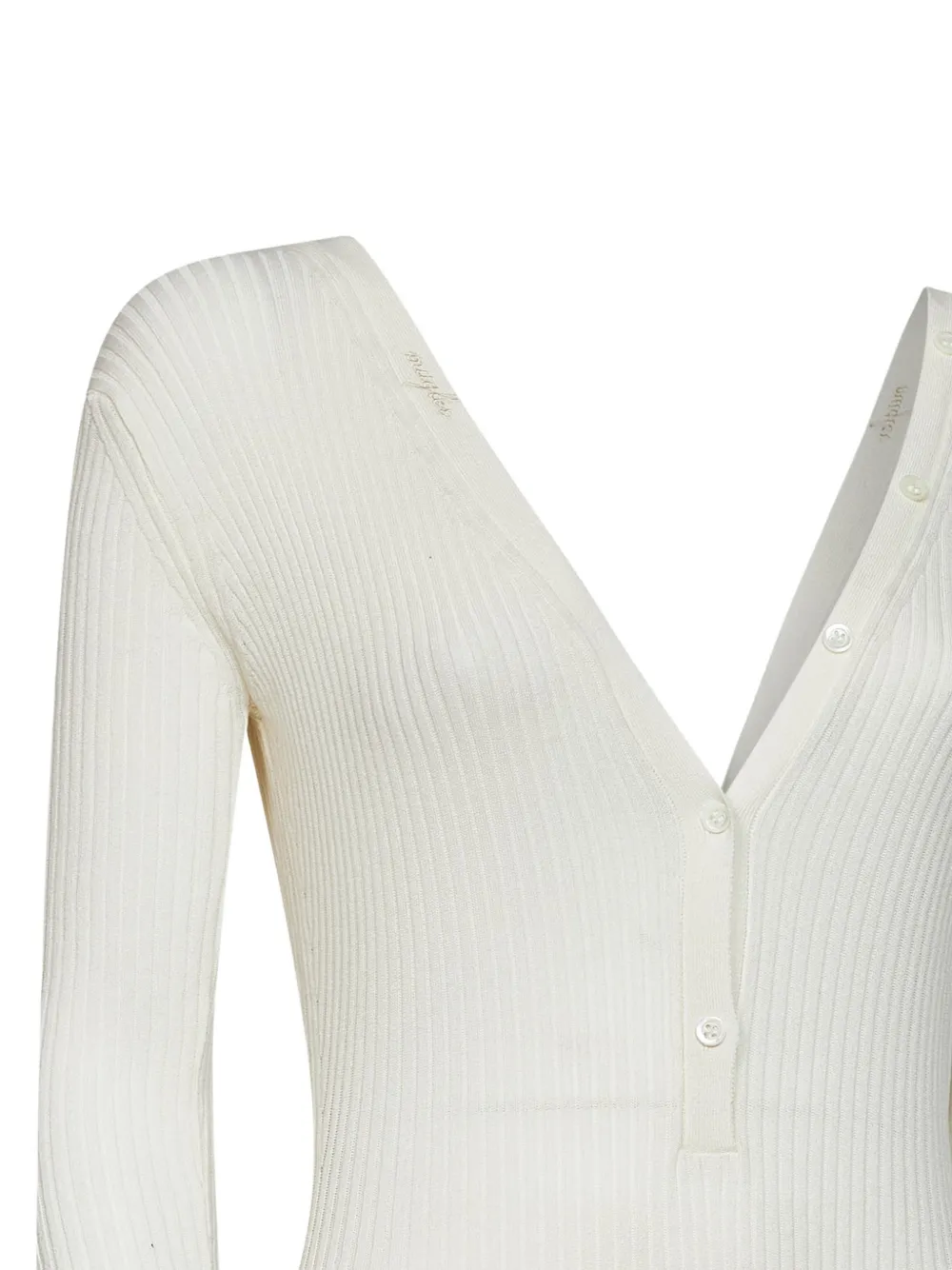 Mugler ribbed-knit playsuit Wit