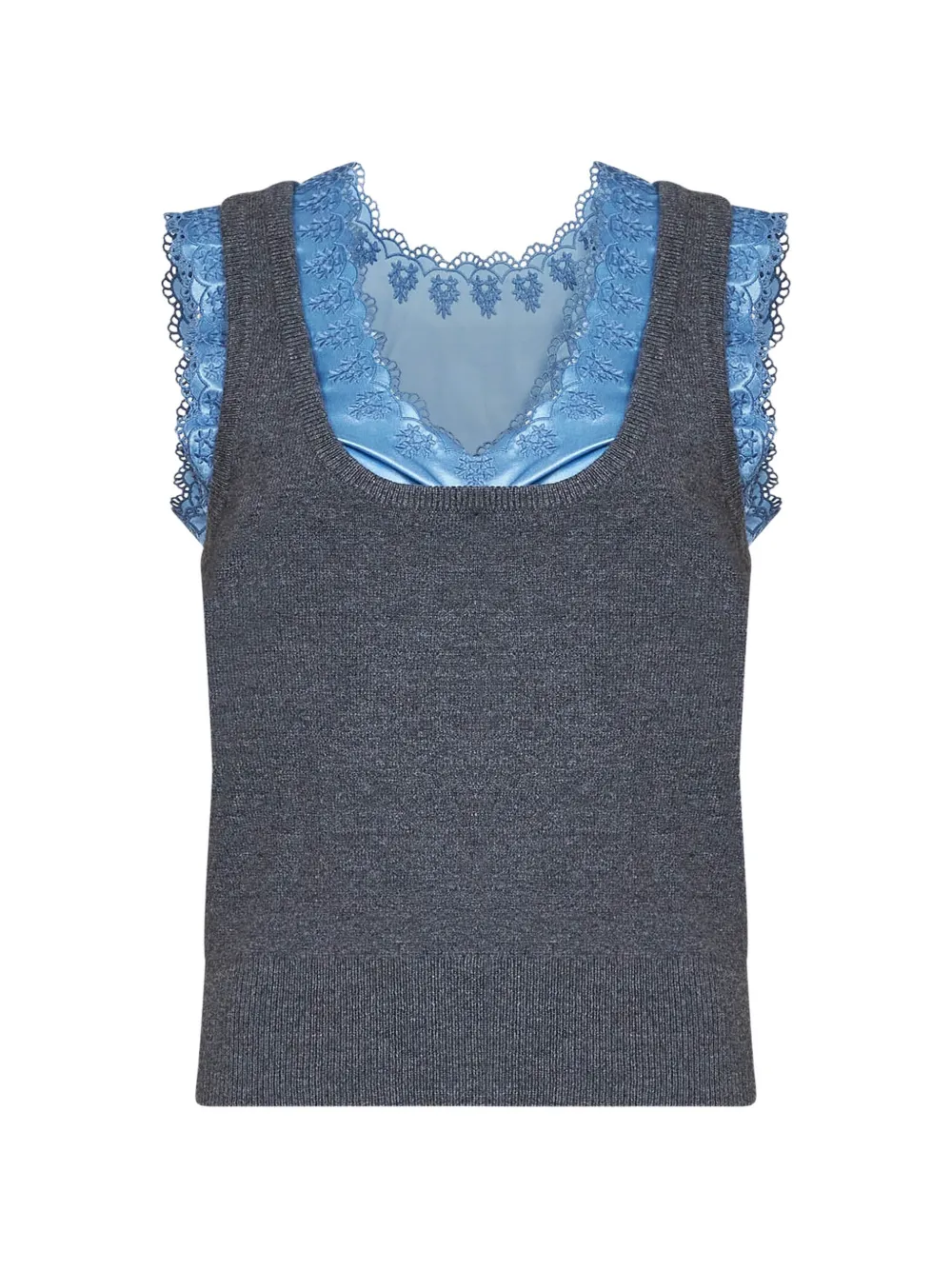 Rabanne embroidered satin-insert sweater - Grigio
