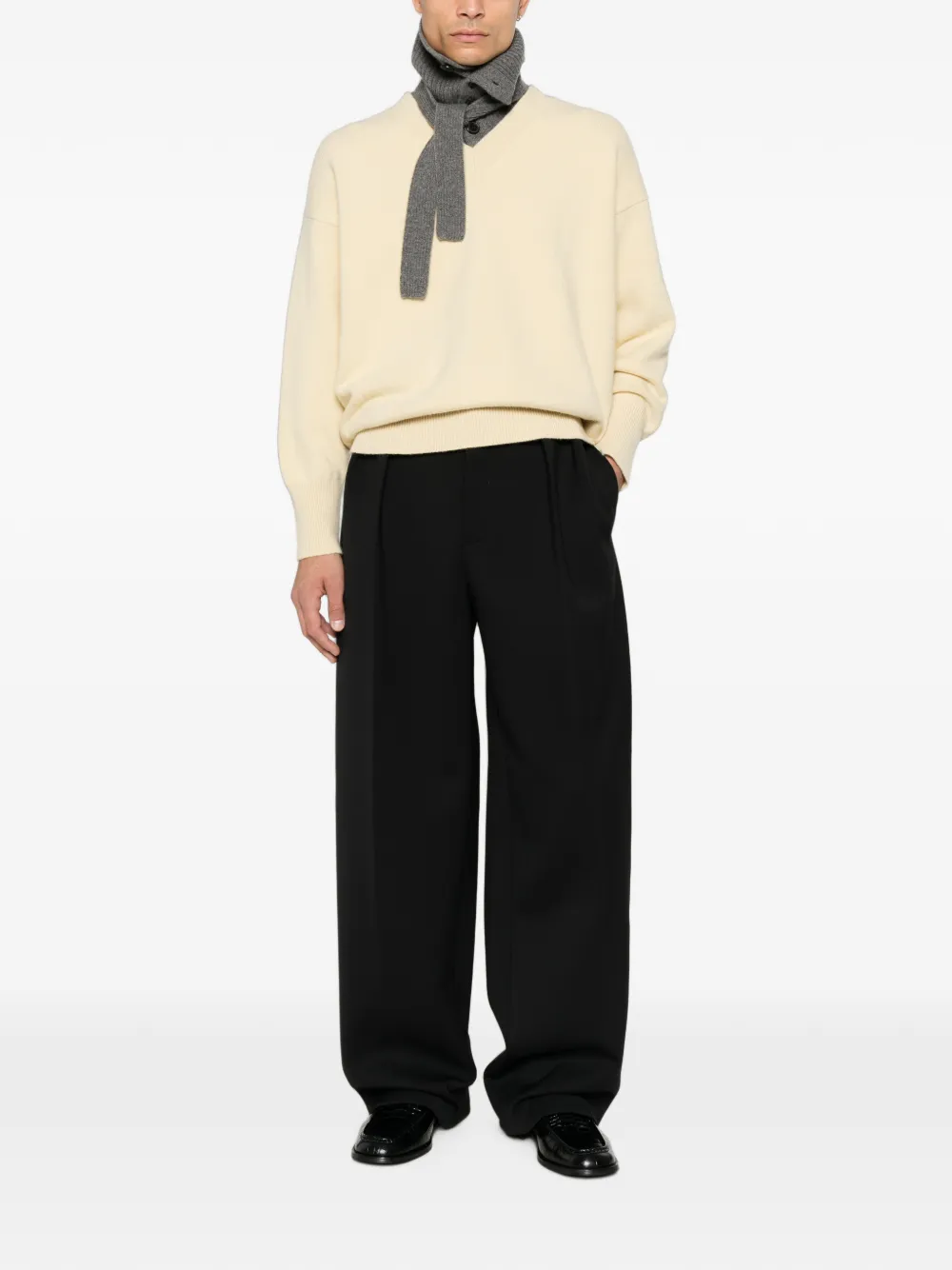 Jacquemus Plooibroek met wijde pijpen Zwart
