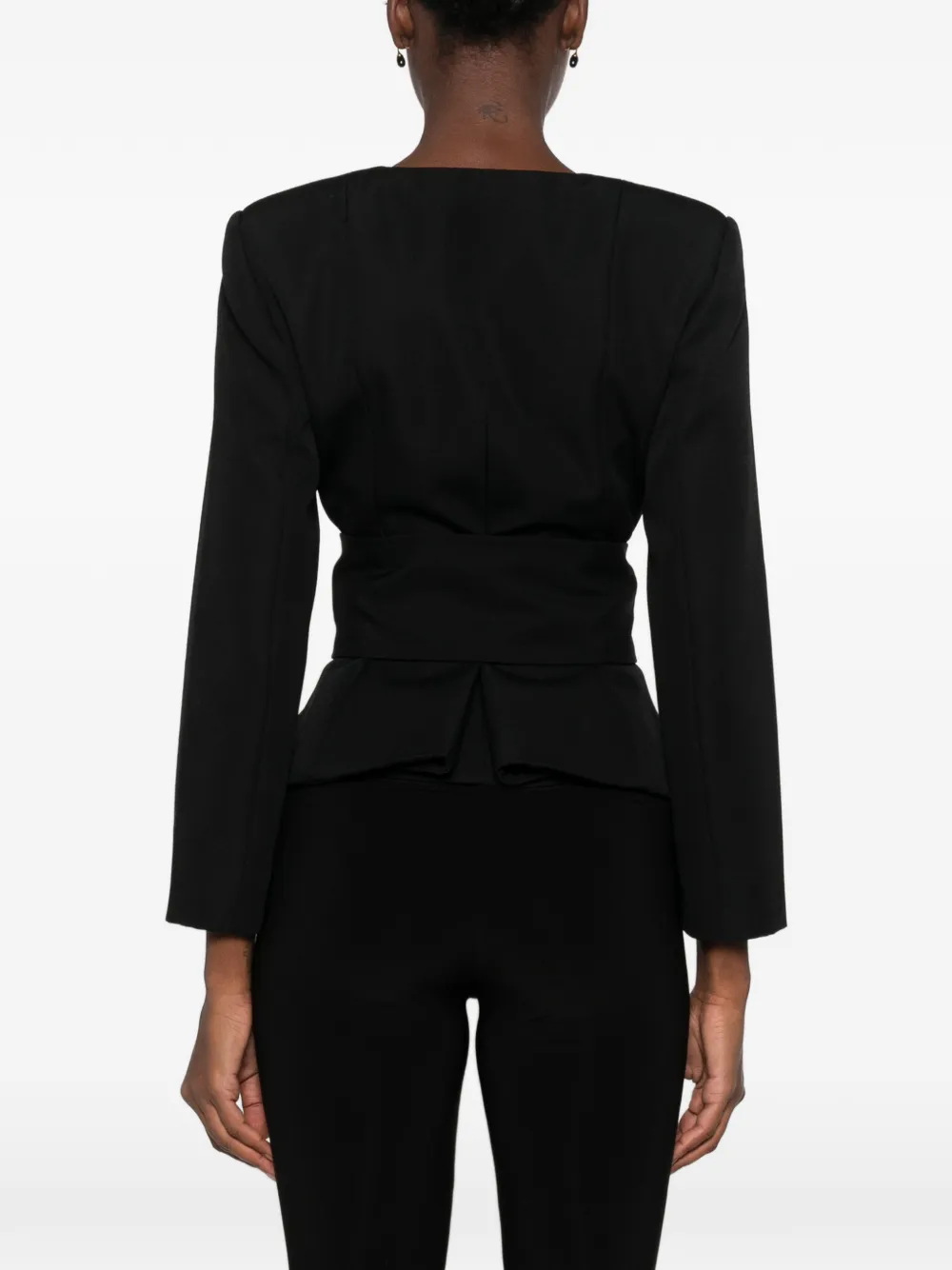 Jacquemus Belted Peplum Jacket in Black, view 4