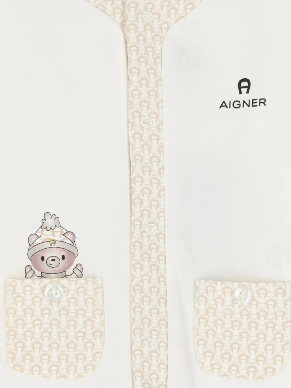Aigner Kids Romper met logoprint en teddybeer Wit