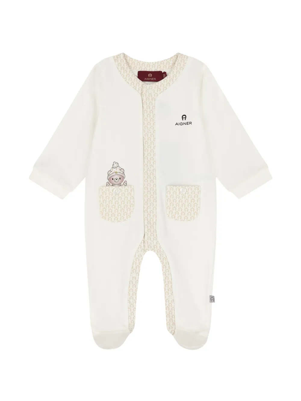 Aigner Kids grenouillère à motif ourson et logo imprimé - Blanc Aigner Kids grenouillère à motif ourson et logo imprimé - Blanc