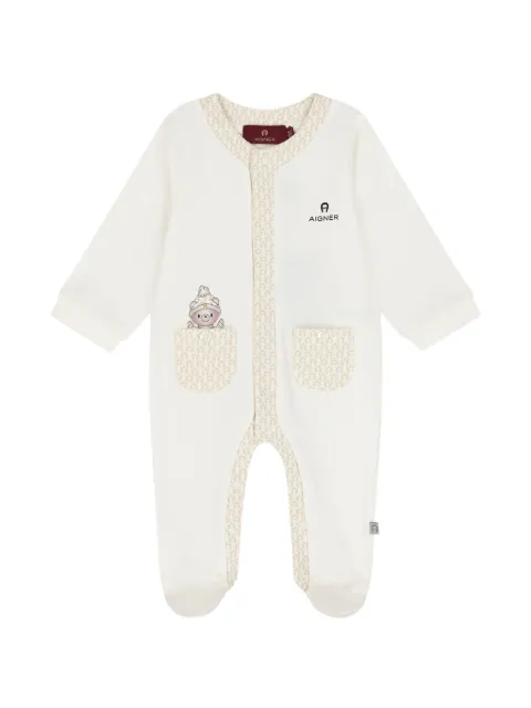 Aigner Kids logo-print teddy-bear babygrow