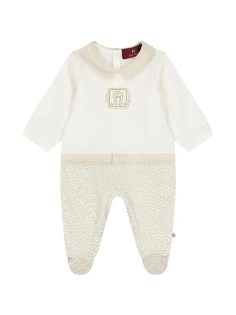 Aigner Kids logo-embroidered monogram-print babygrow