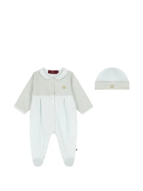 Aigner Kids logo-print Peter Pan collar babygrow set