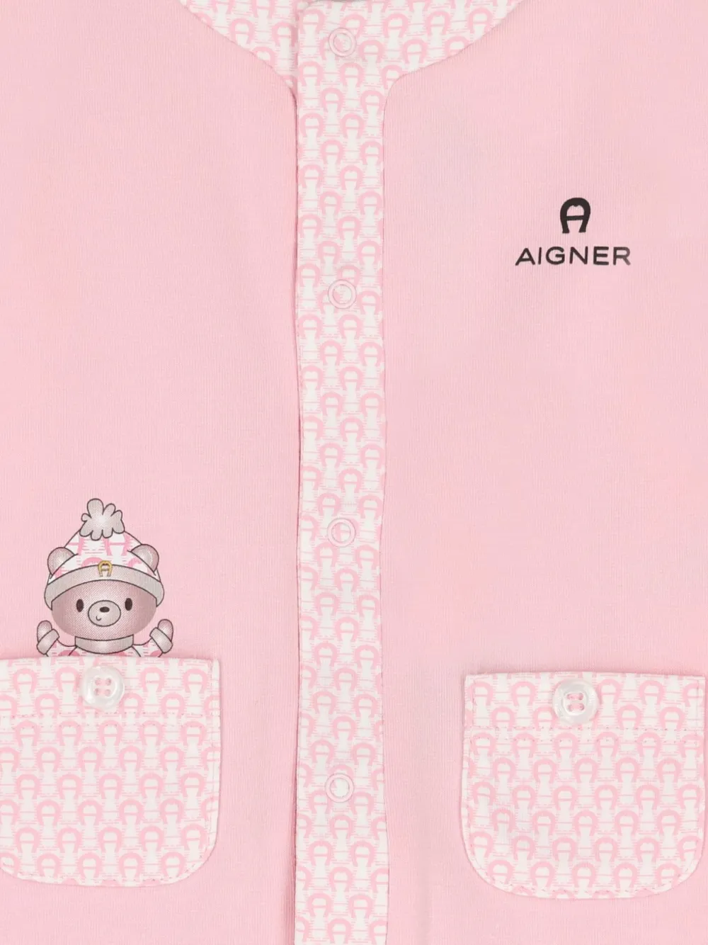 Aigner Kids Romper met logoprint en teddy-patroon Roze