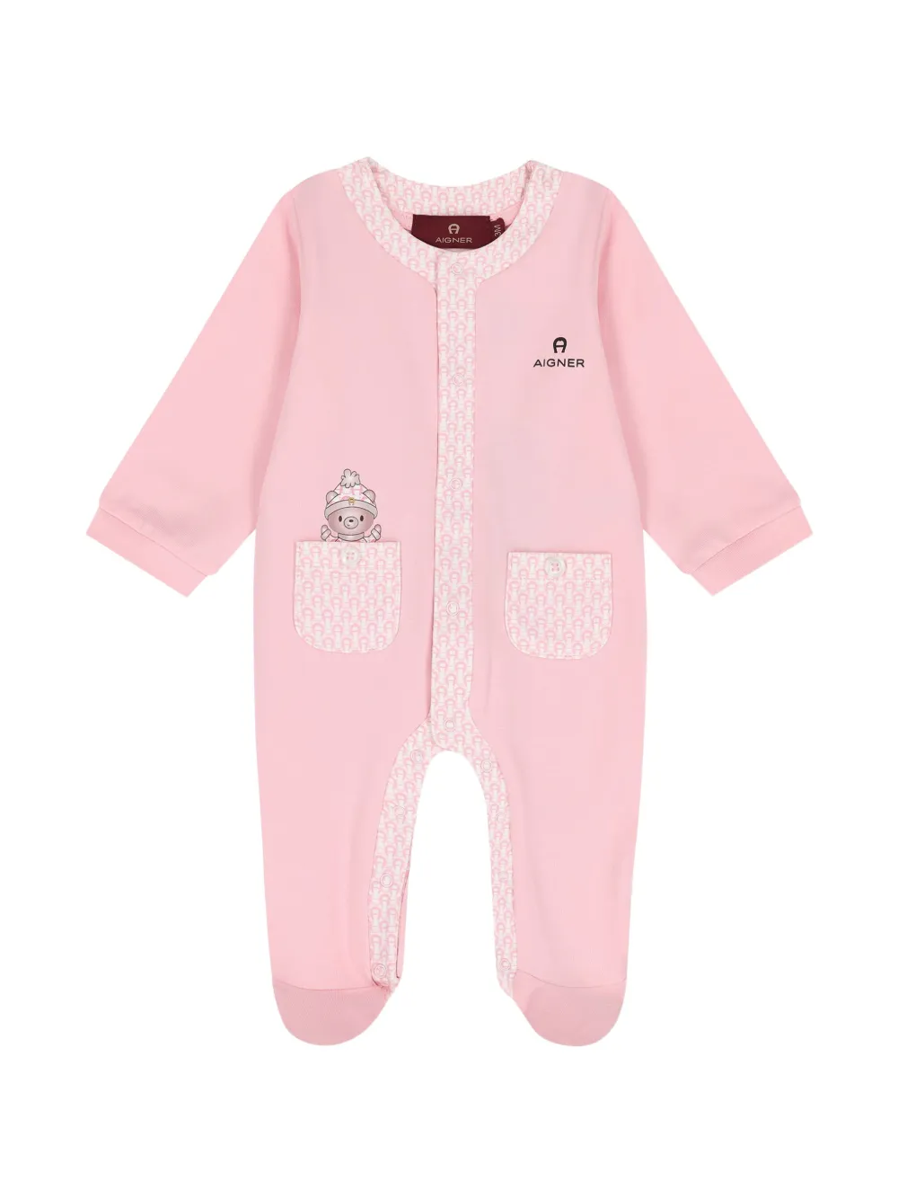 Aigner Kids grenouillère à motif ourson et logo imprimé - Rose