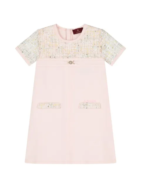Aigner Kids sequin-embellished tweed-panel dress