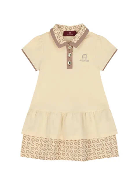 Aigner Kids logo-embroidered ruffled dress
