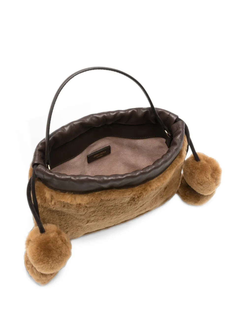 Jimmy Choo Shopper van imitatielamswol met trekkoord Bruin
