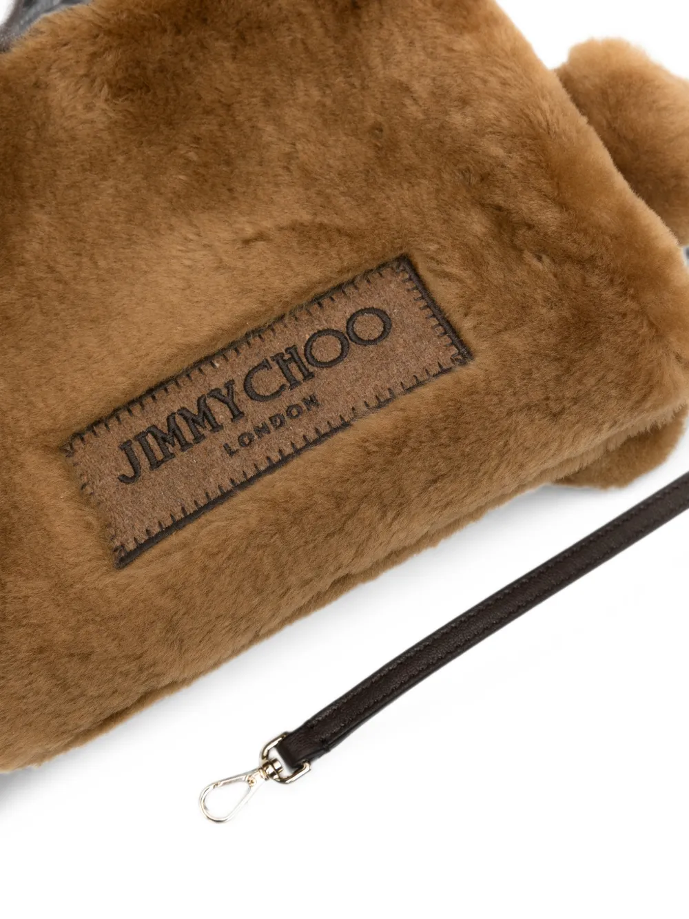 Jimmy Choo Shopper van imitatielamswol met trekkoord Bruin