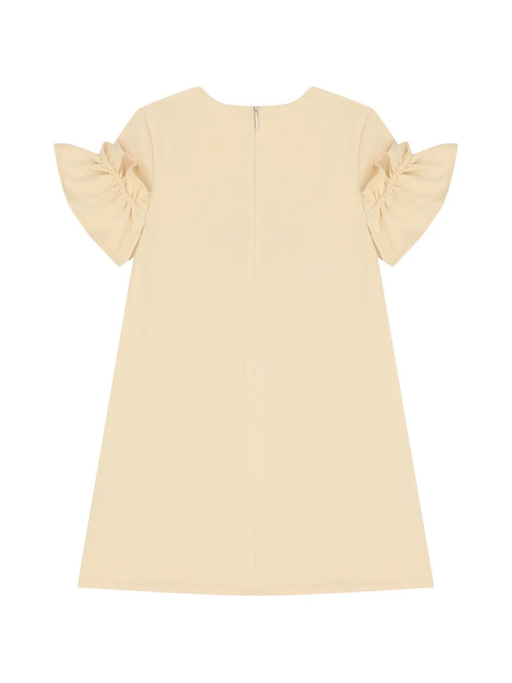 Aigner Kids Jurk met ruches en tassenprint Beige