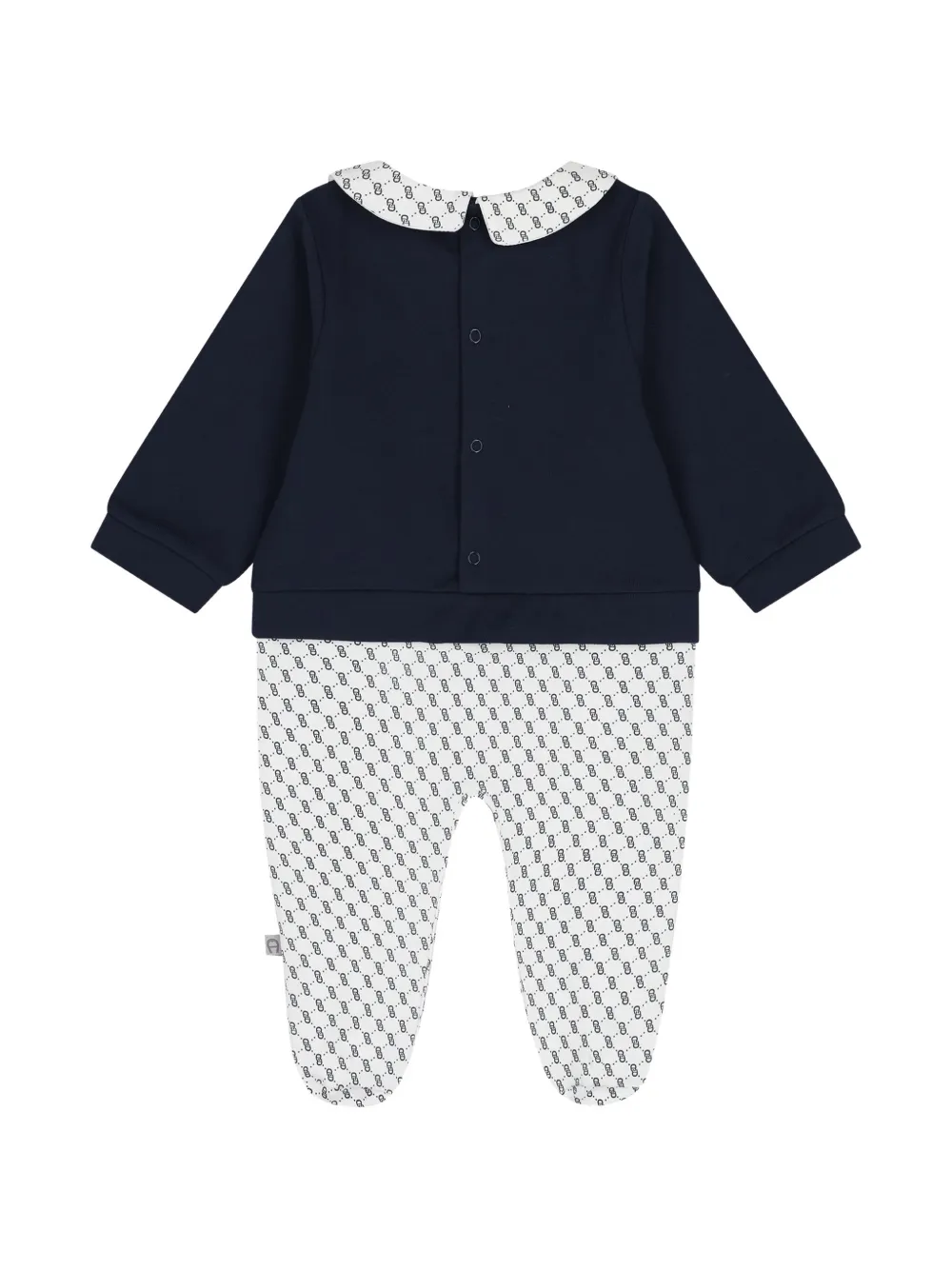 Aigner Kids Romper met Peter Pan kraag en logo Blauw