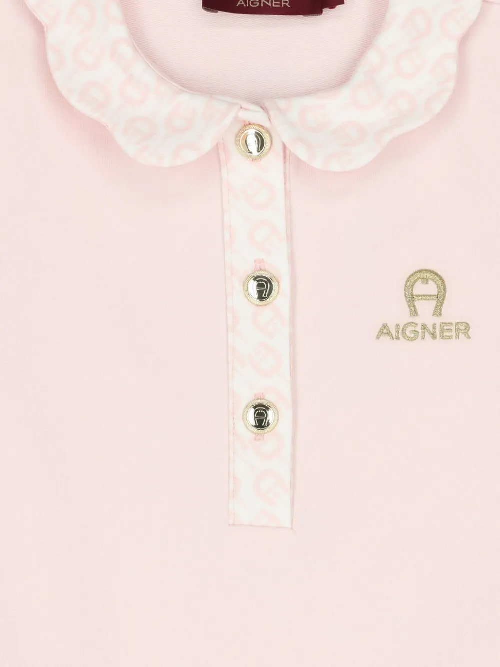 Aigner Kids logo-print scalloped-collar dress Roze