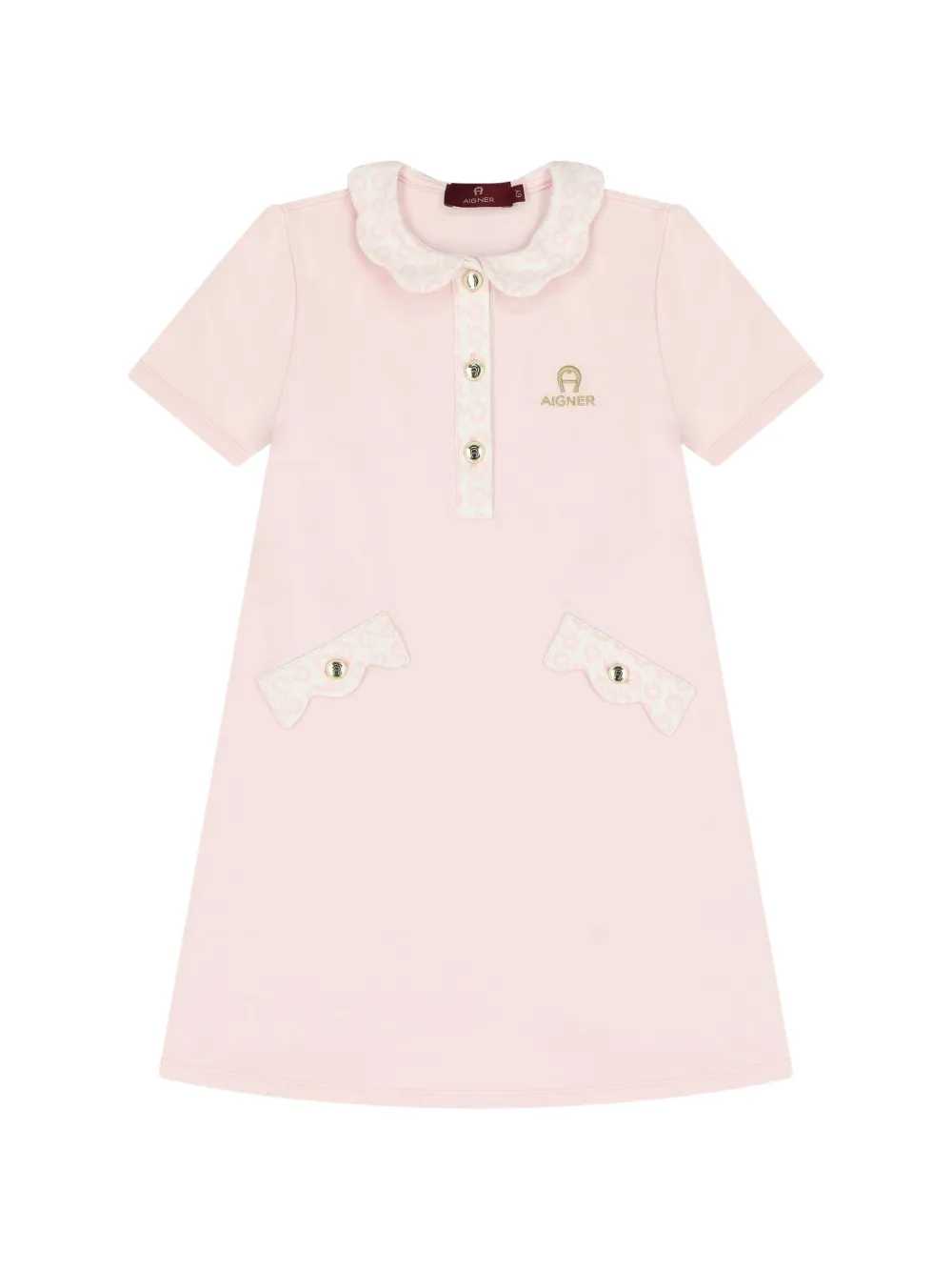 Aigner Kids logo-print scalloped-collar dress Roze