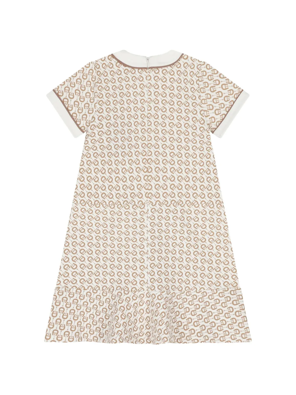 Aigner Kids Jurk met monogram-print en knoopdetail Beige