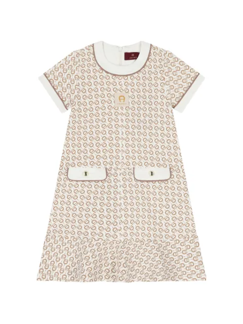 Aigner Kids monogram-print button-detail dress