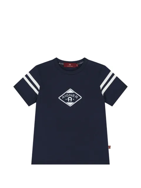 Aigner Kids t-shirt rayé à logo imprimé