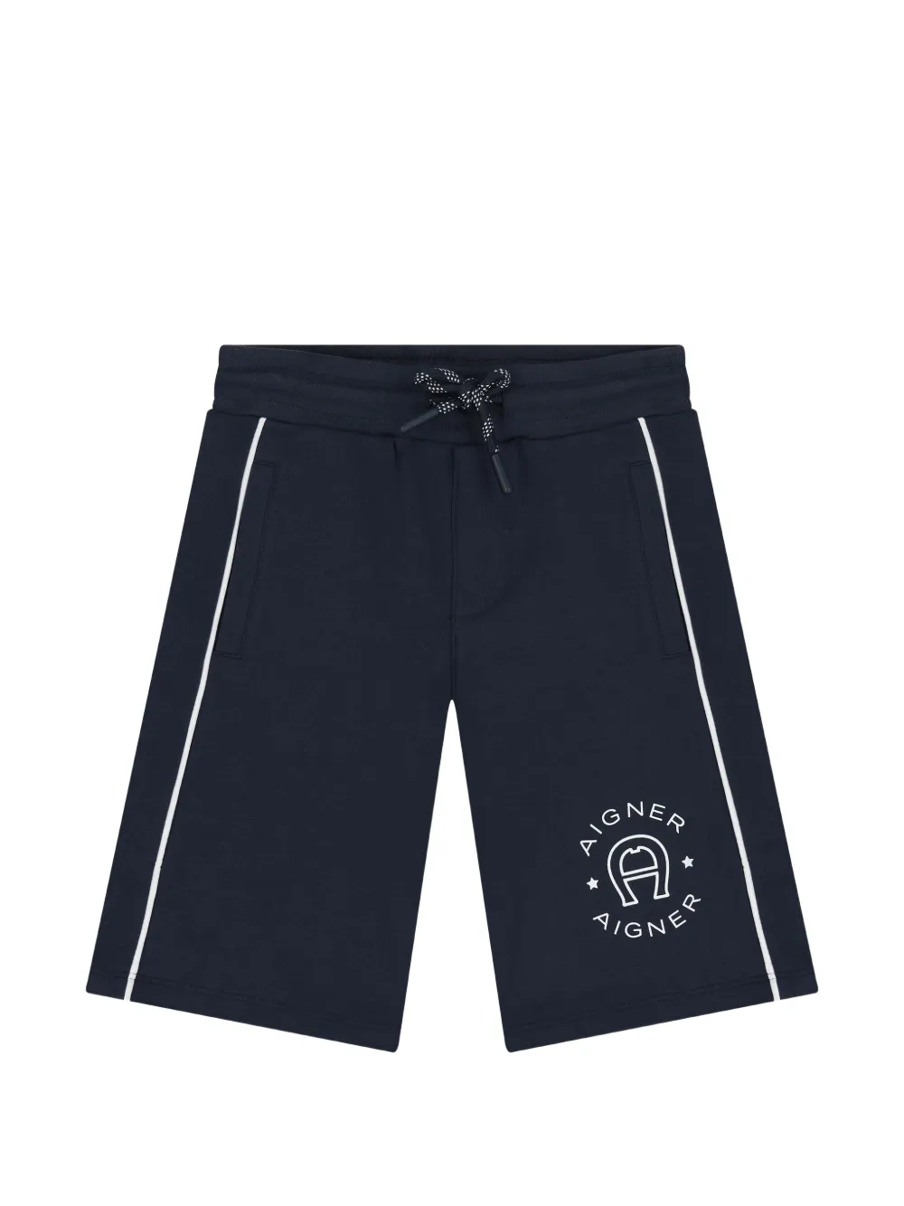 Aigner Kids logo-print drawstring shorts - Blu