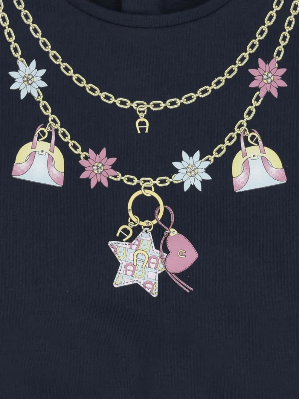 Aigner Kids Geplooide jurk met grafische print Blauw