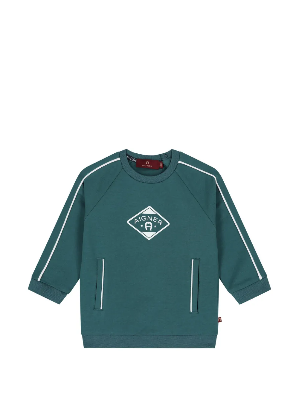 Aigner Kids Sweater met logoprint en raglan mouwen Groen