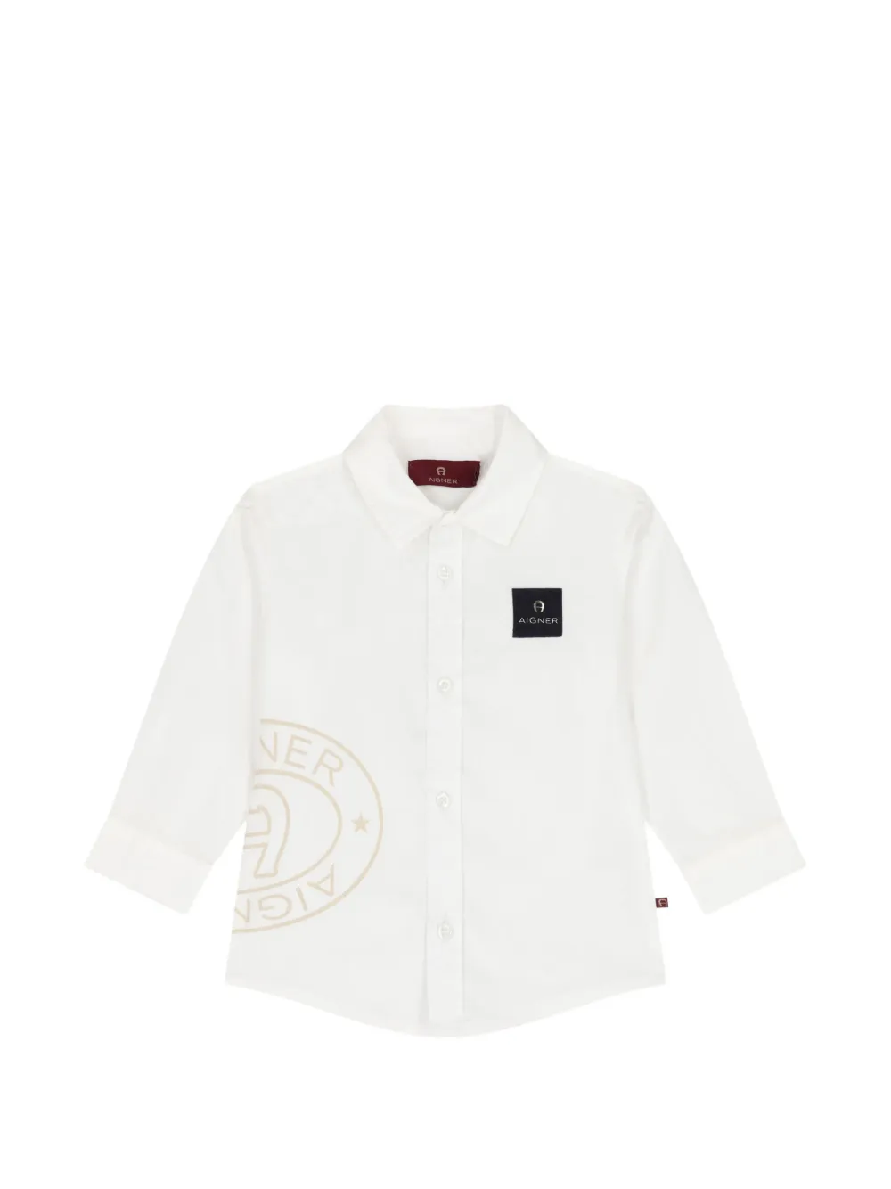 Aigner Kids logo-patch long-sleeve shirt - Bianco