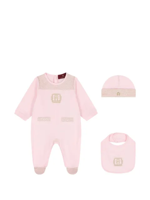Aigner Kids logo-embroidered patterned babywear set