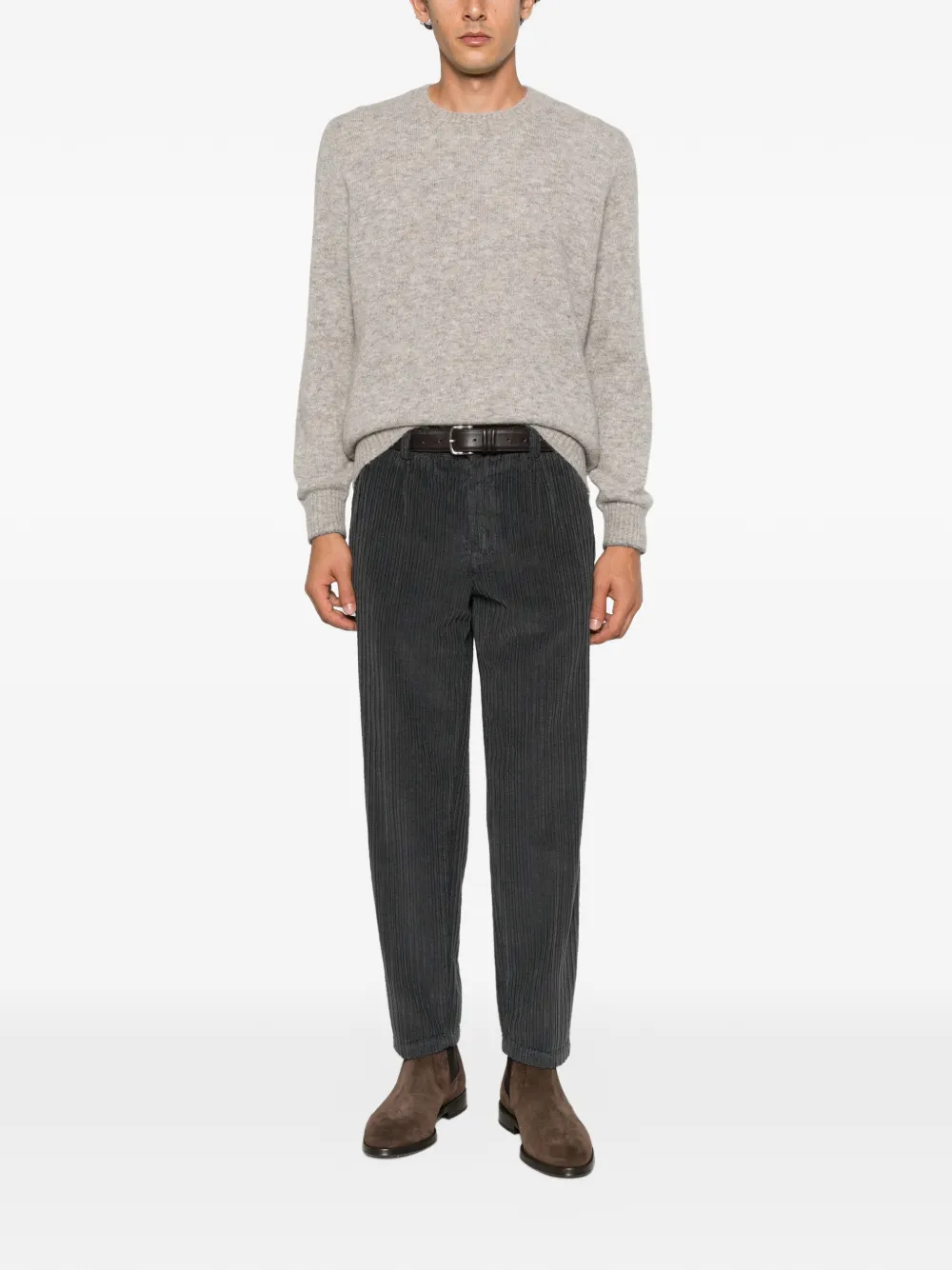 Brunello Cucinelli crew-neck ribbed-trim sweater Grijs