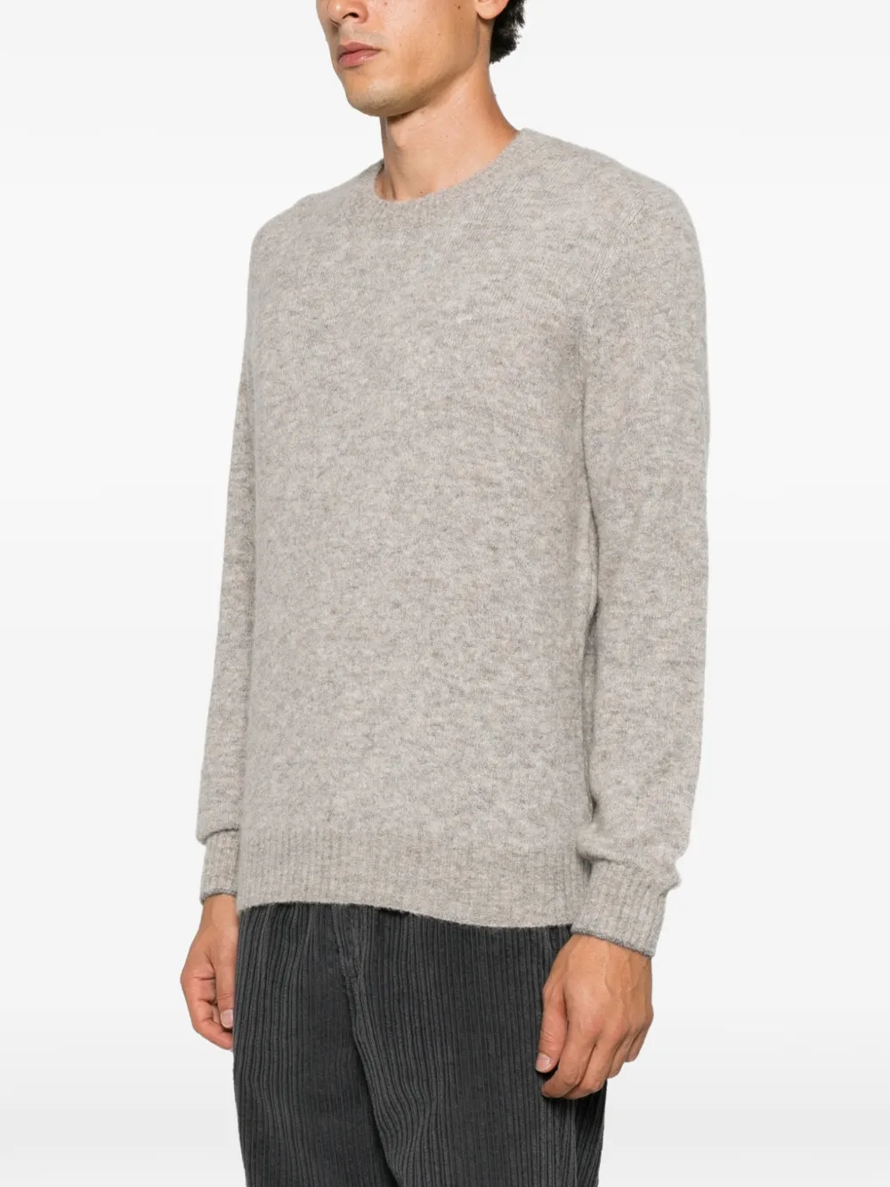 Brunello Cucinelli crew-neck ribbed-trim sweater Grijs