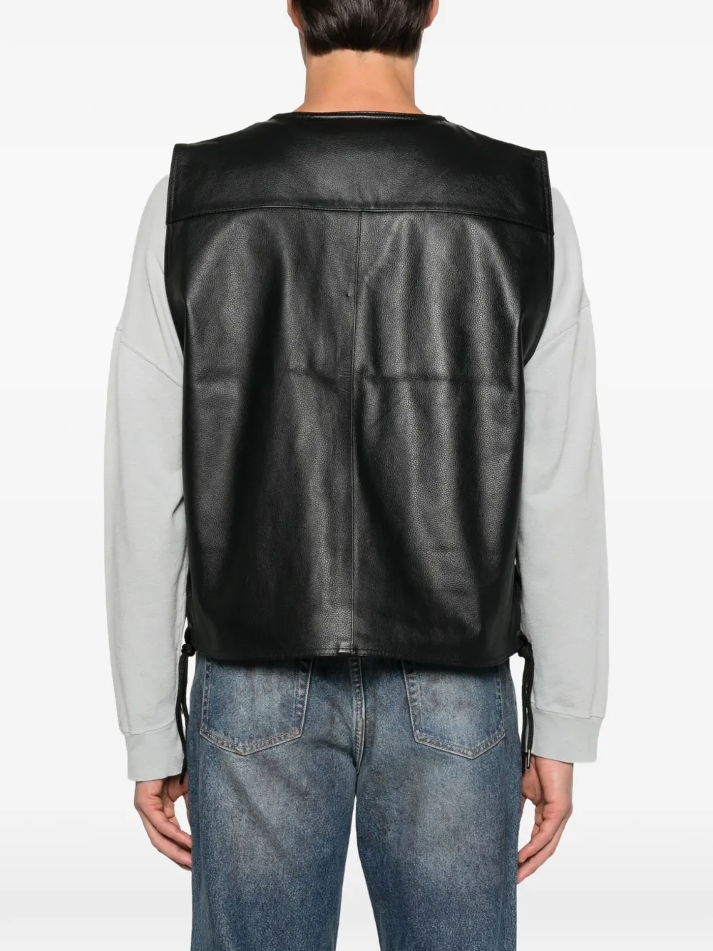 Alpha Industries Leren bodywarmer met veters Zwart