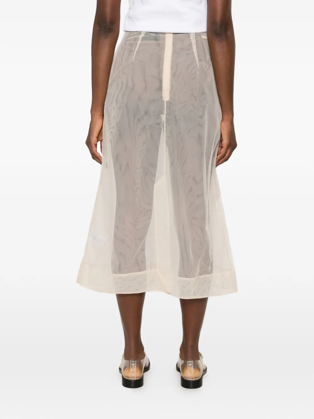 Simone Rocha sheer-mesh midi skirt Beige