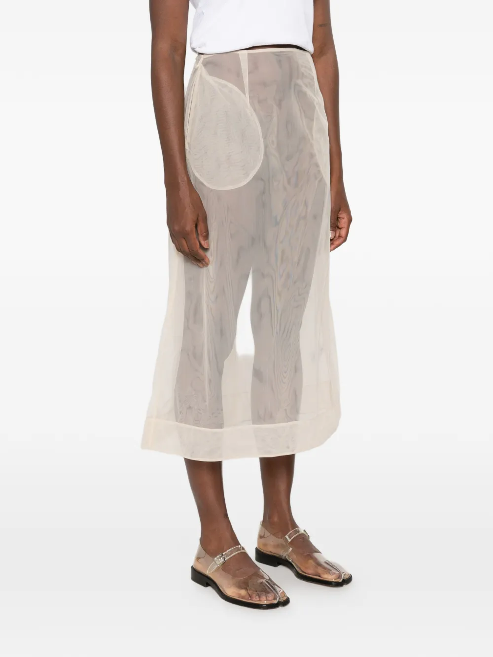 Simone Rocha sheer-mesh midi skirt Beige
