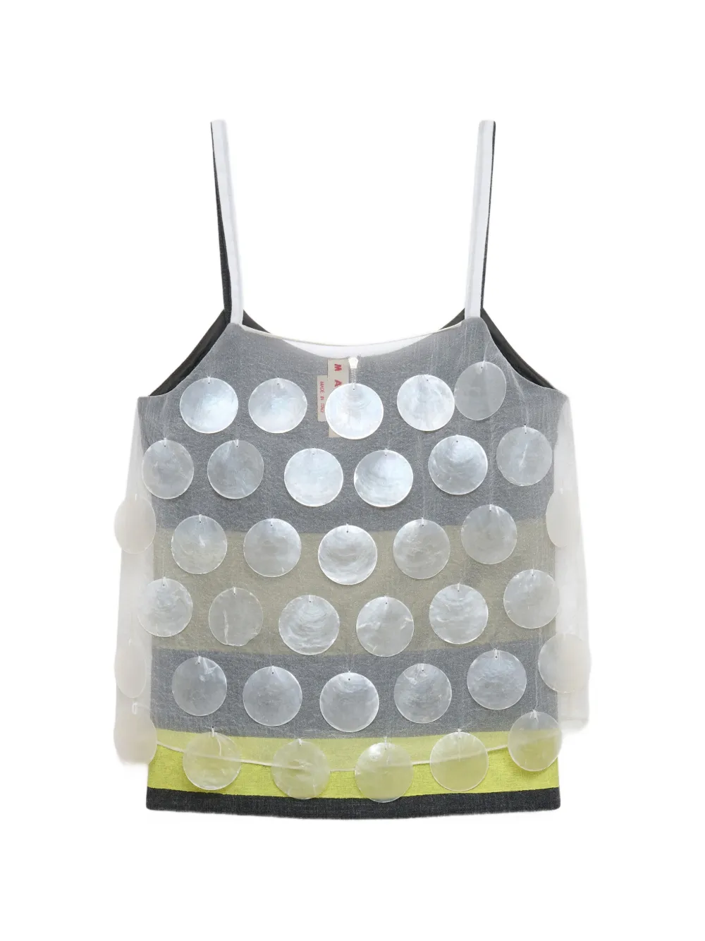 Marni white mother-of-pearl maxi-sequin top - Bianco