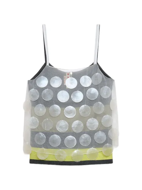 Marni white mother-of-pearl maxi-sequin top