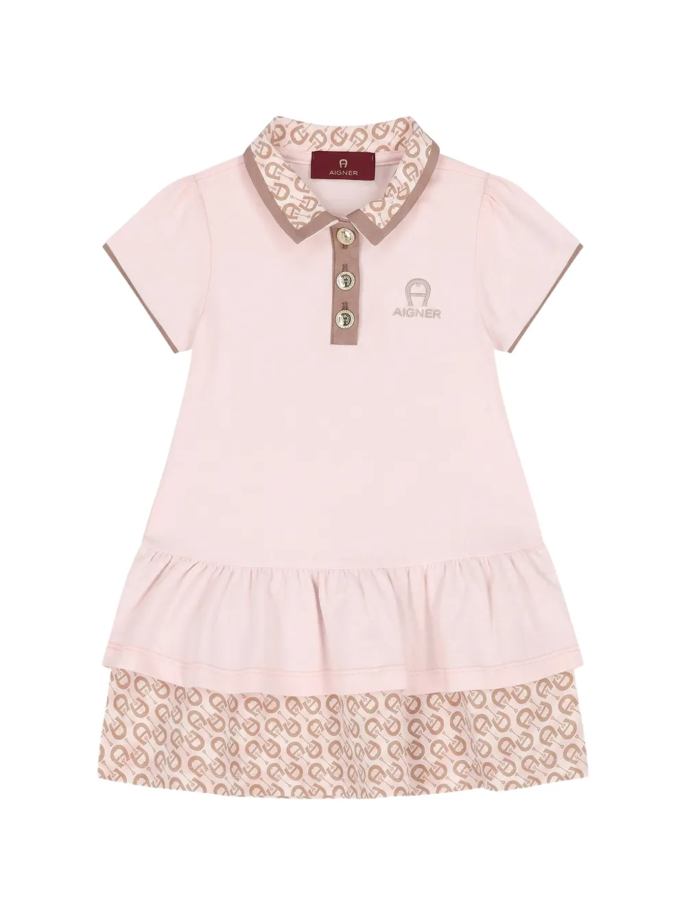 Aigner Kids robe volantée à logo imprimé - Rose Aigner Kids robe volantée à logo imprimé - Rose